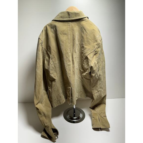 Live A Little Women’s Suede Leather Moto Jacket Size Medium Chartreuse Lined - Picture 3 of 9